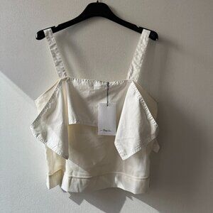 3.1 PHILLIP LIM Antique White Wool Blend Voile Layered Tank